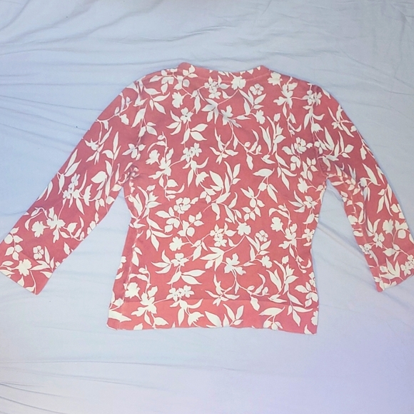 Merona Orange & White Floral Button Up Cardigan - Picture 2 of 5